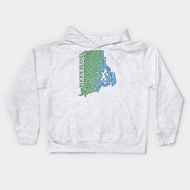 State of Rhode Island Colorful Maze Kids Hoodie by gorff